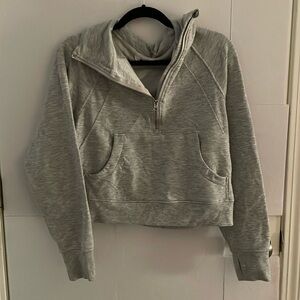 Medium grey cropped half zip sweatshirt